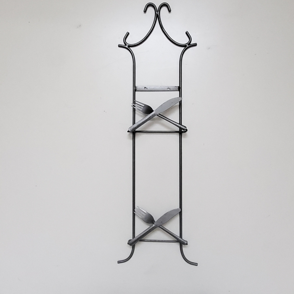 Vintage Fork And Knife Pattern Metal Wall Decorative Plate Rack